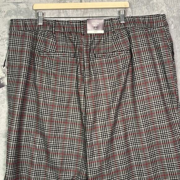 NWT New Ava & Viv Red Gray Plaid Stretch No Gap Waistband Pants Size 26 - Picture 7 of 10